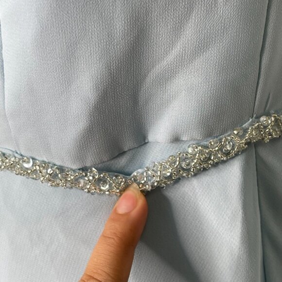 Mori Lee Women's Light Blue Bridesmaid Wedding Maxi Dress Size 10 - Picture 13 of 16